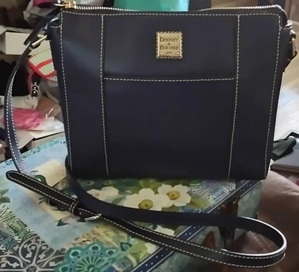 NWT~DOONEY & BOURKE Saffiano Leather Large Marine Blue Lexington Crossbody Bag